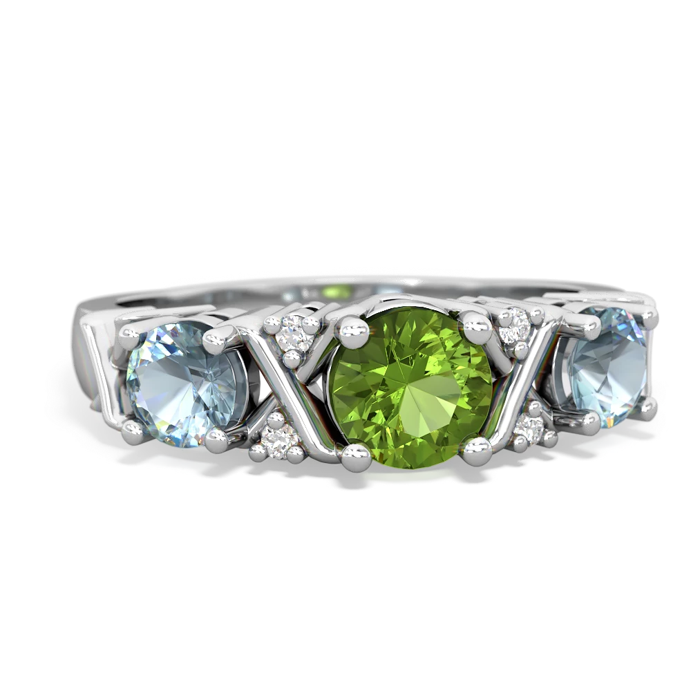 Peridot Hugs And Kisses 14K White Gold ring R5016