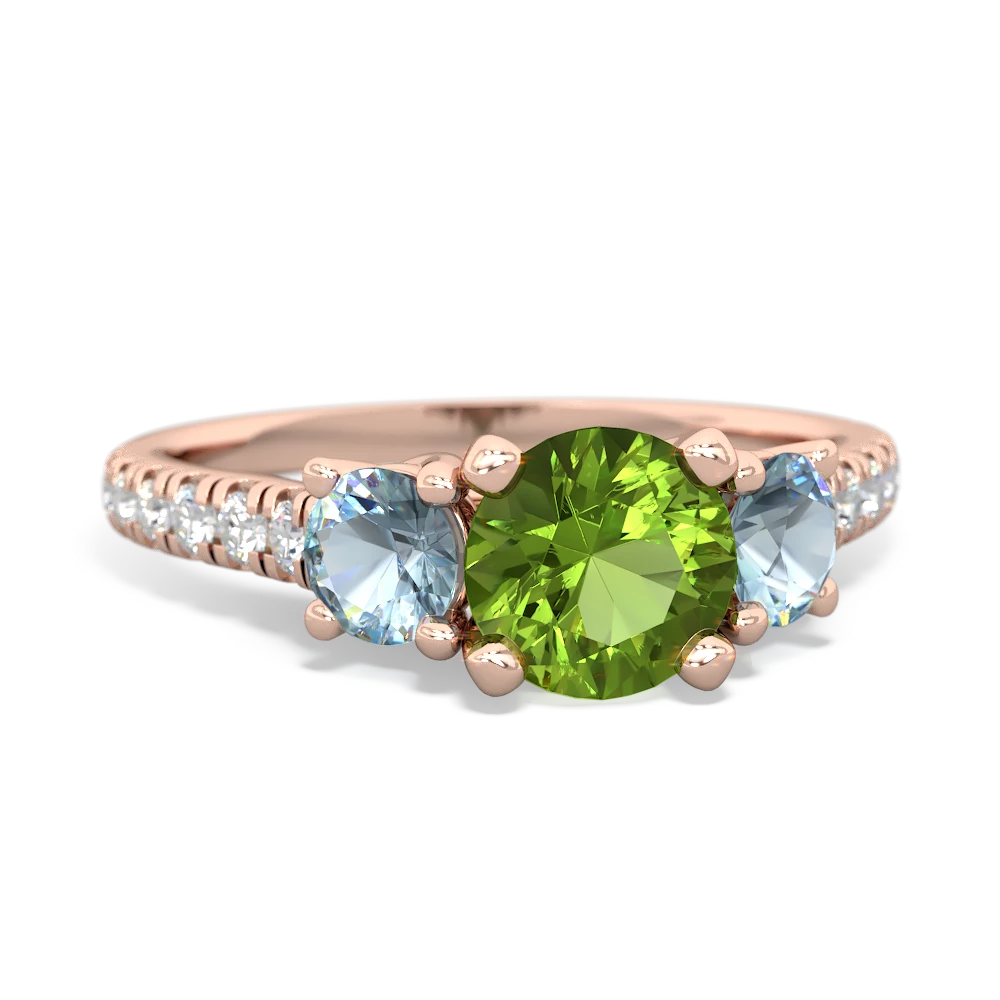 Peridot Pave Trellis 14K Rose Gold ring R5500