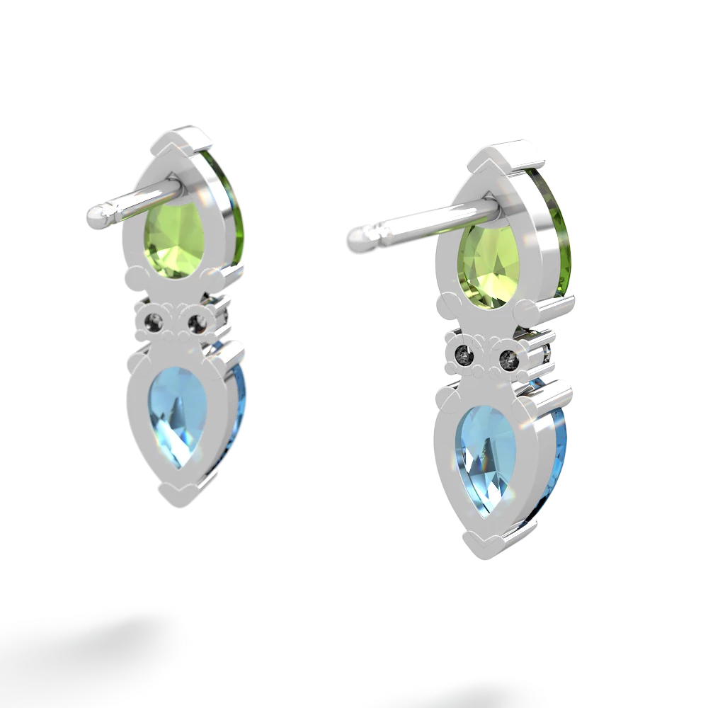 Peridot Bowtie Drop 14K White Gold earrings E0865