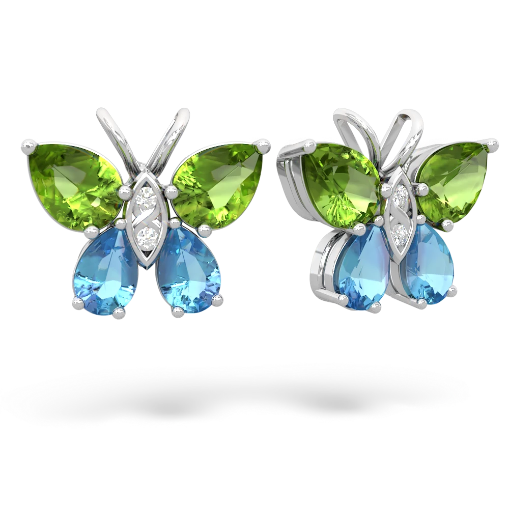 Peridot Butterfly 14K White Gold earrings E2215