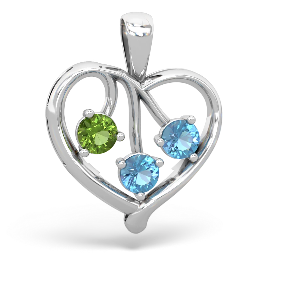 Peridot Glowing Heart 14K White Gold pendant P2233