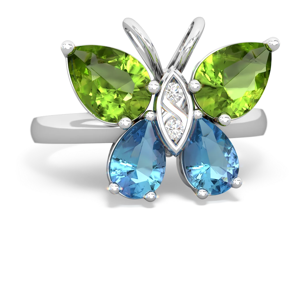 Peridot Butterfly 14K White Gold ring R2215