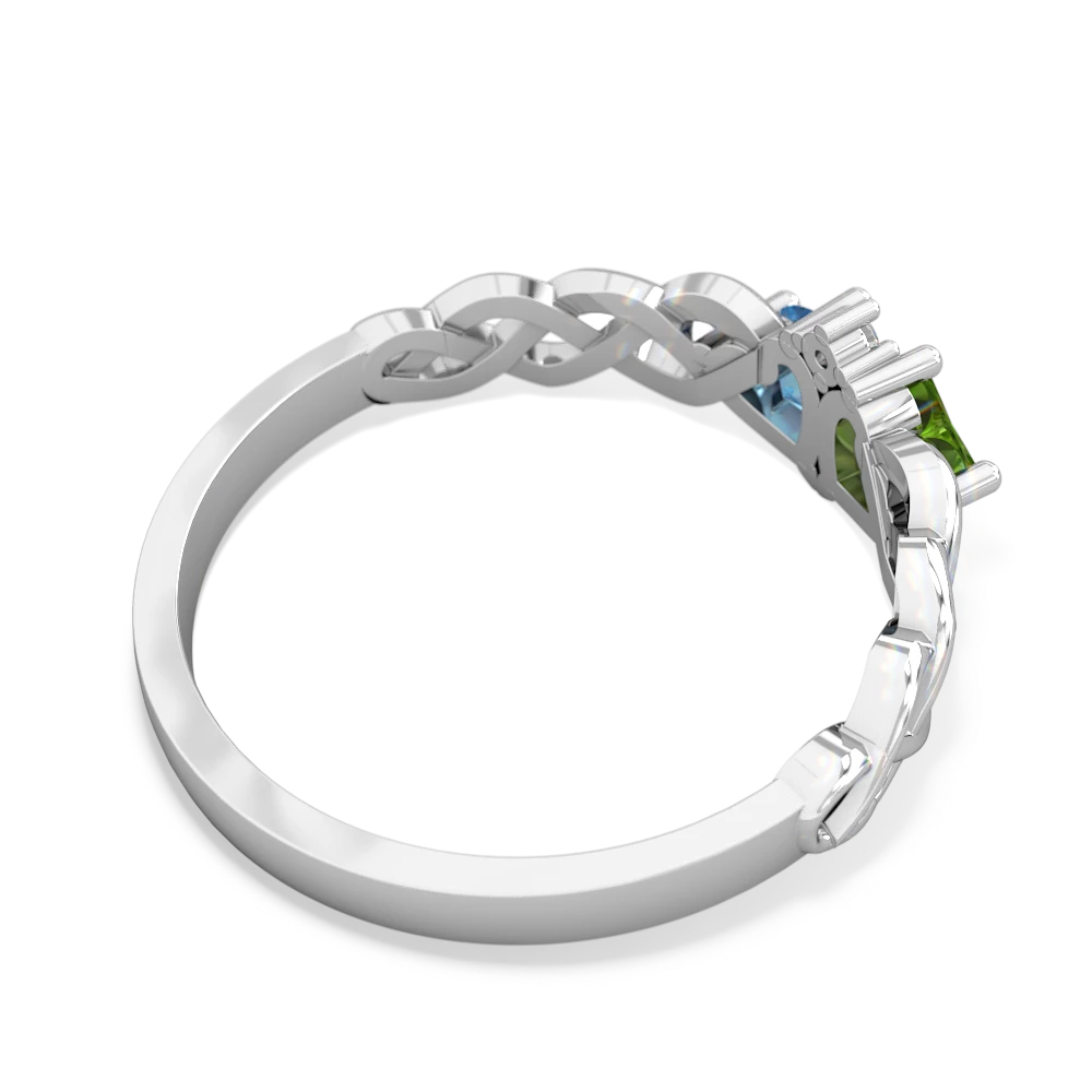 Peridot Heart To Heart Braid 14K White Gold ring R5870