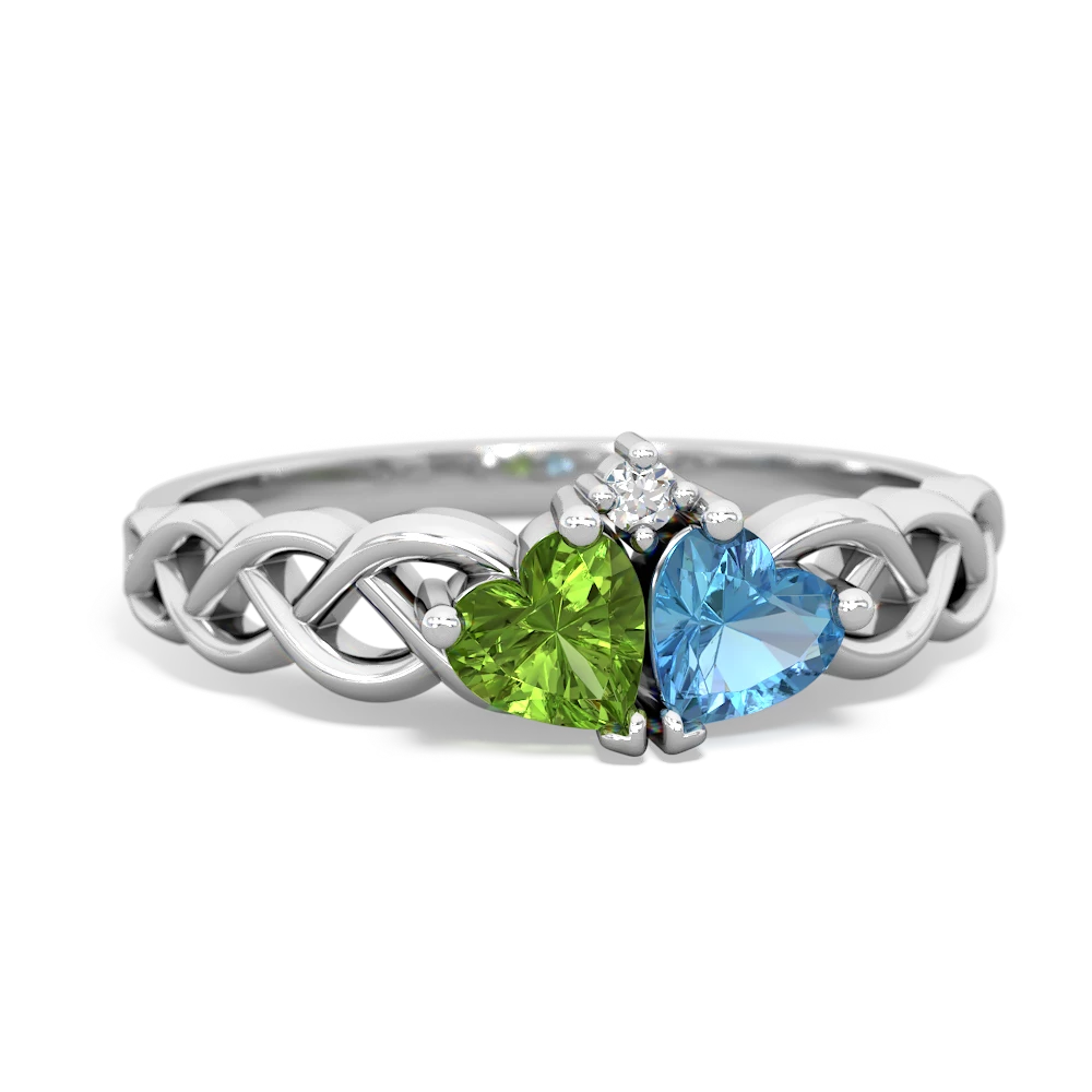 Peridot Heart To Heart Braid 14K White Gold ring R5870