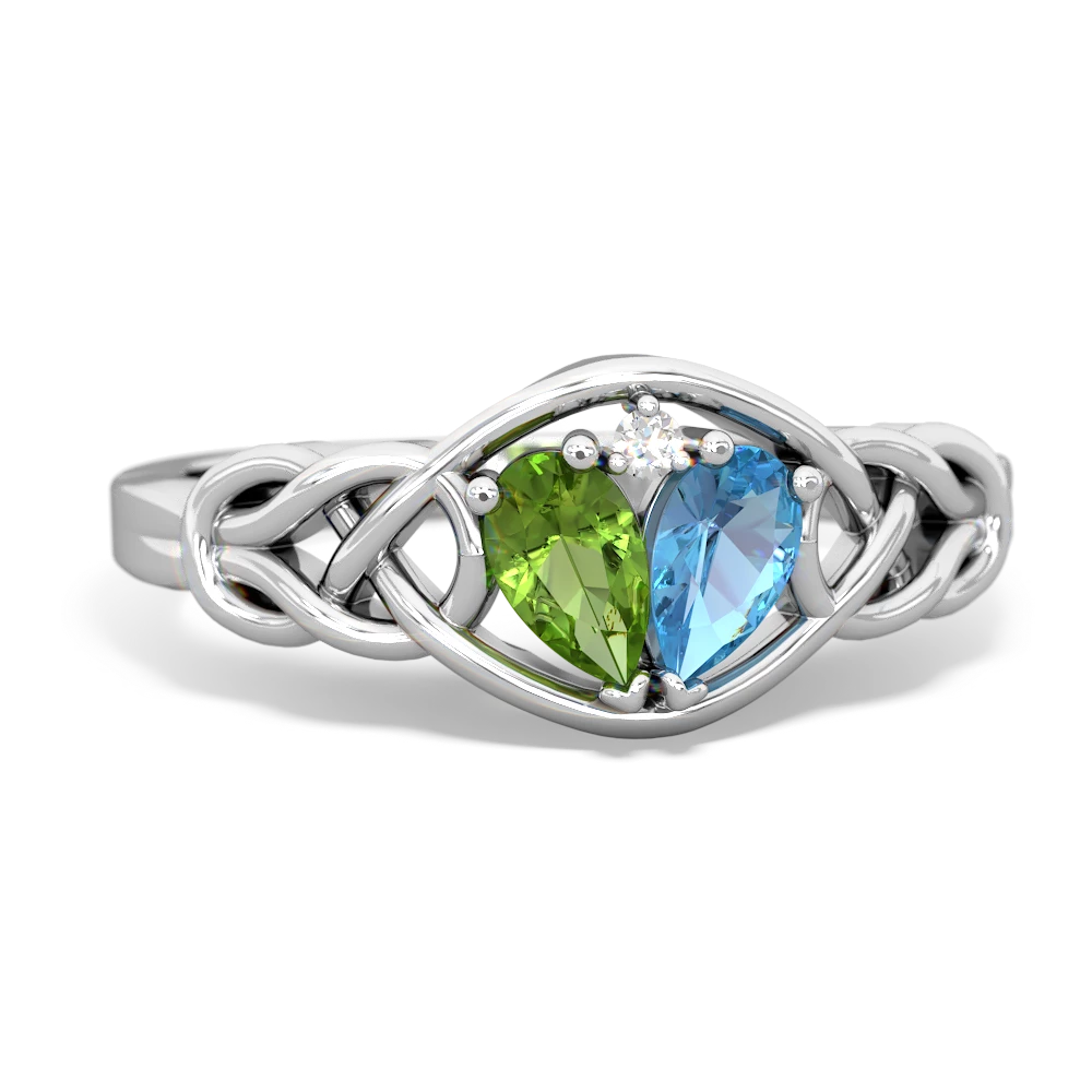 Peridot Celtic Love Knot 14K White Gold ring R5420