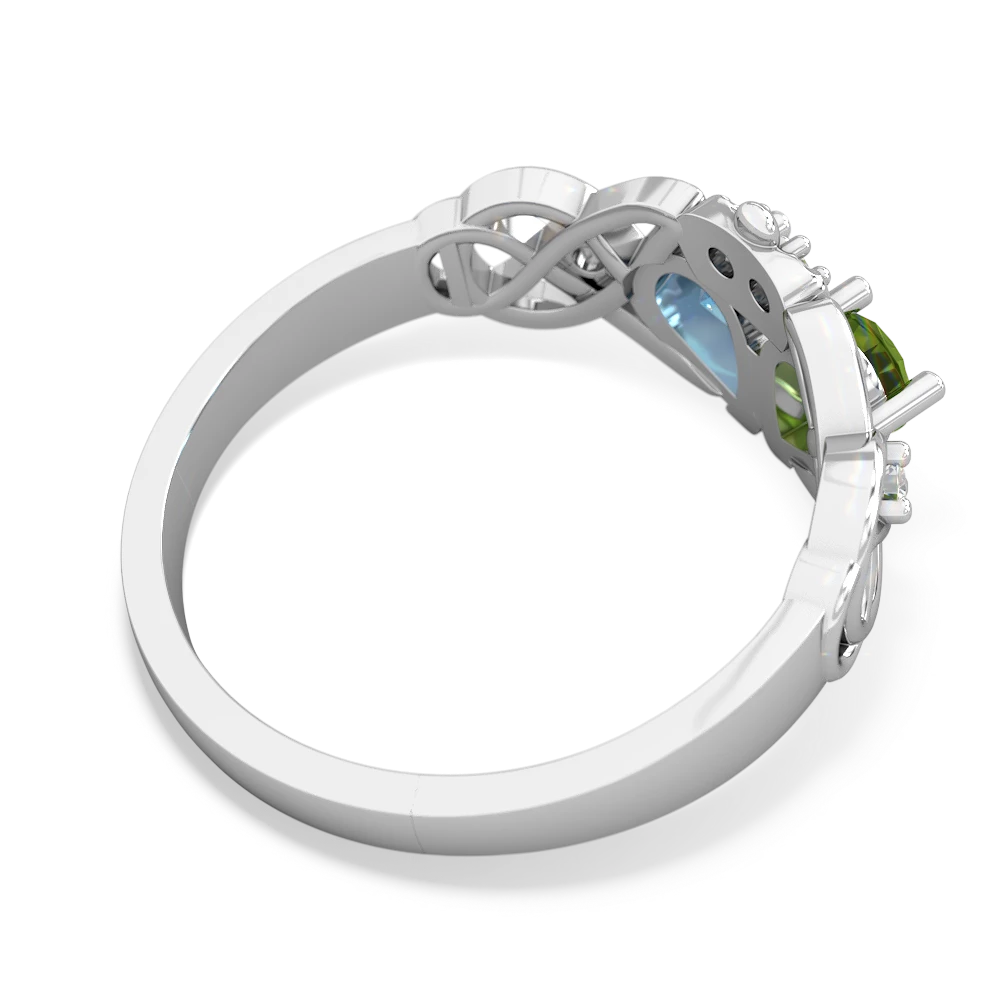 Peridot 'One Heart' Celtic Knot Claddagh 14K White Gold ring R5322