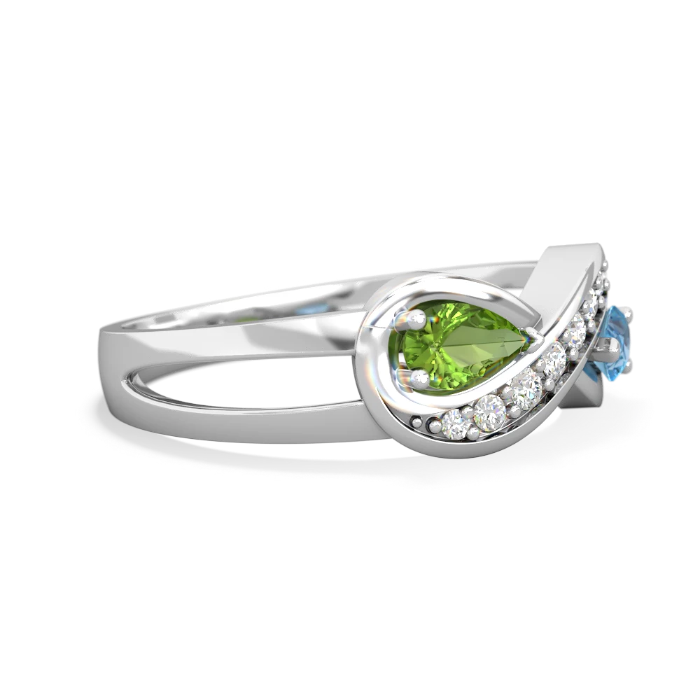 Peridot Diamond Infinity 14K White Gold ring R5390