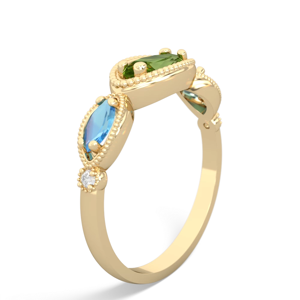 Peridot Milgrain Marquise 14K Yellow Gold ring R5700