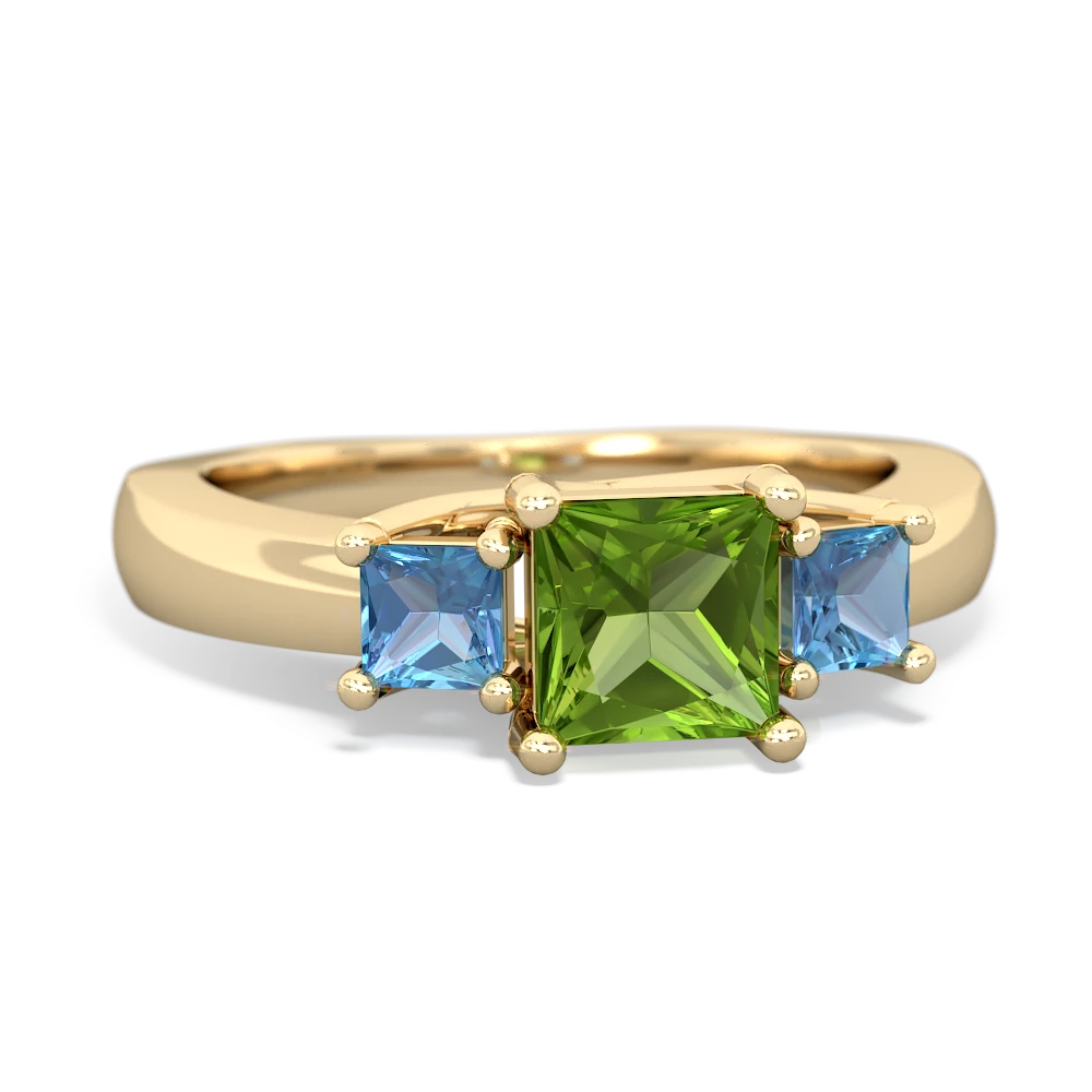 Peridot Three Stone Trellis 14K Yellow Gold ring R4015