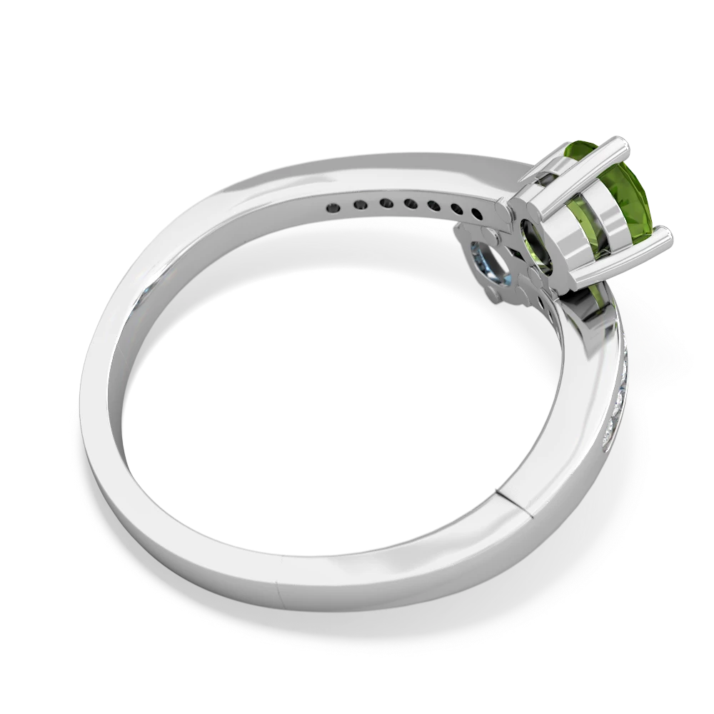 Peridot Channel Set Two Stone 14K White Gold ring R5303