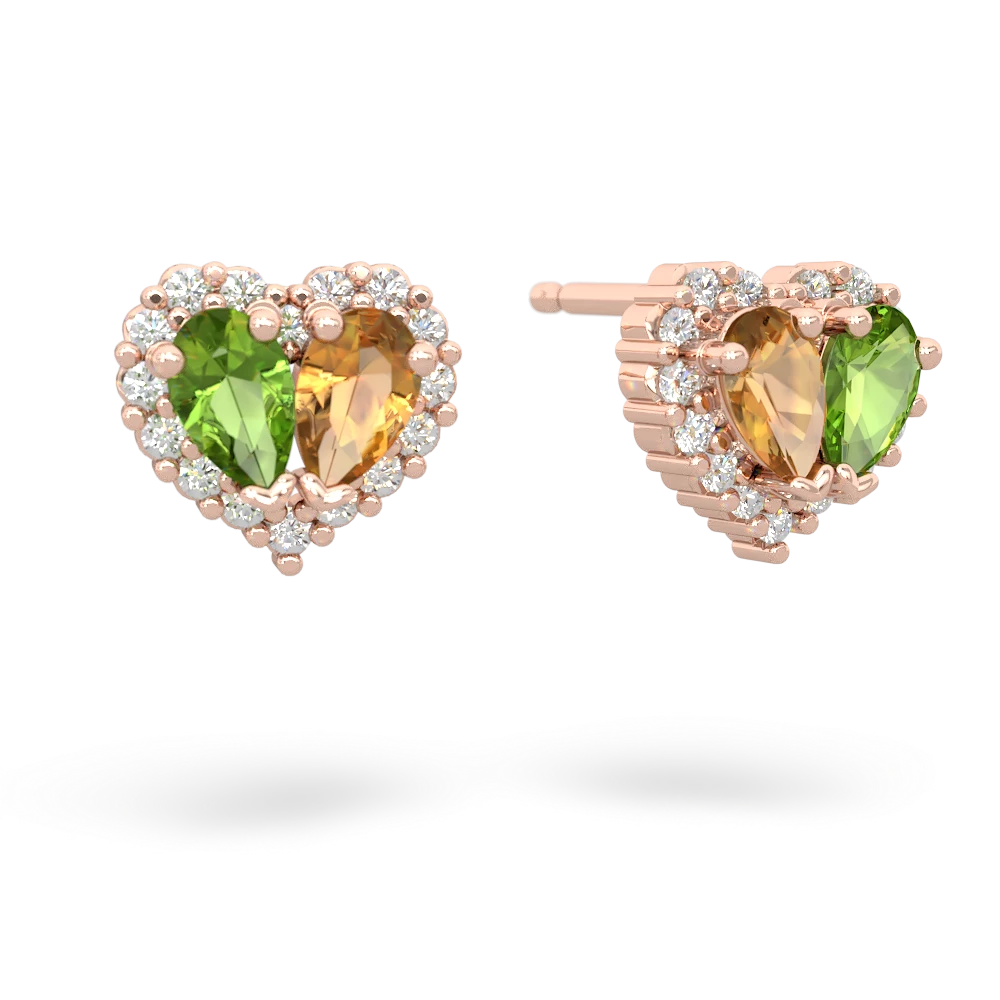 Peridot Halo 14K Rose Gold earrings E7008