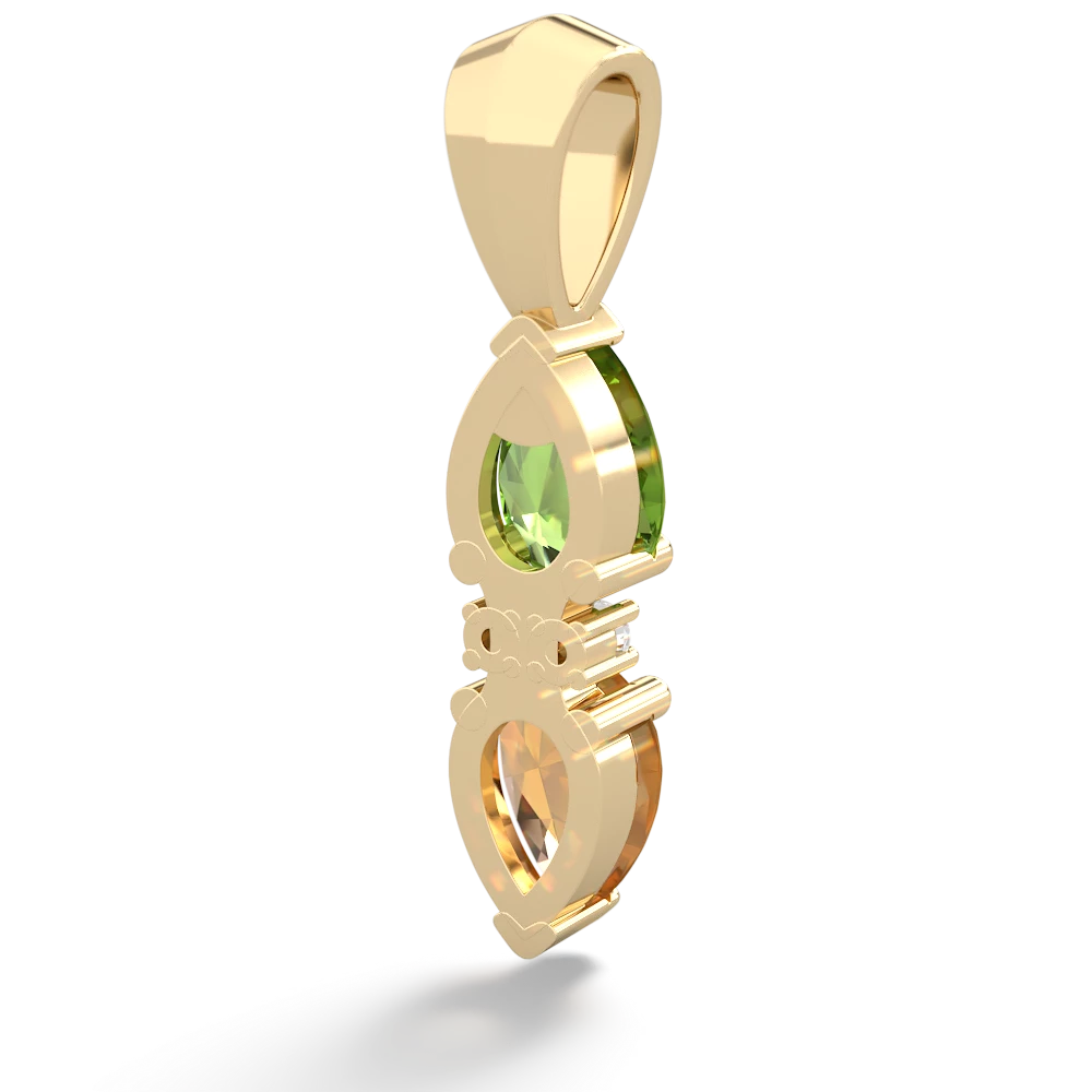 Peridot Bowtie Drop 14K Yellow Gold pendant P0865