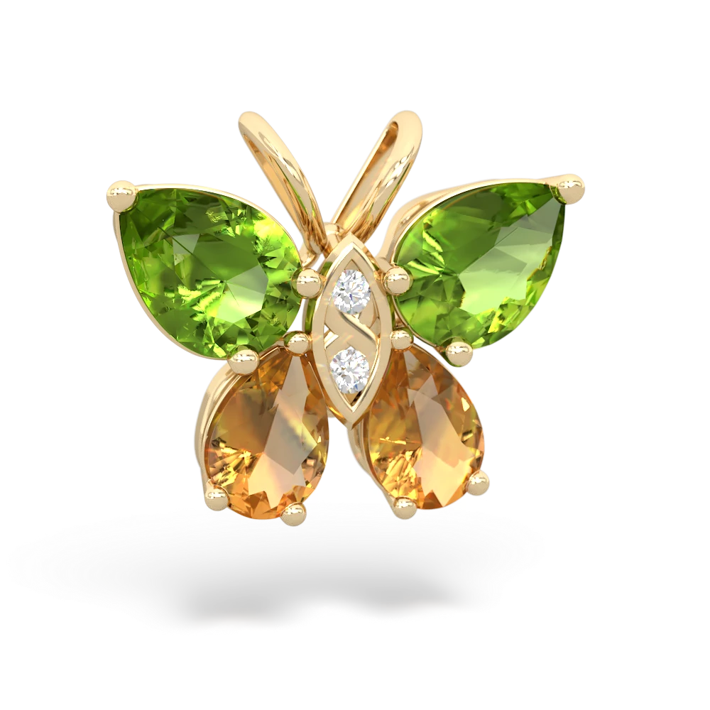 Peridot Butterfly 14K Yellow Gold pendant P2215