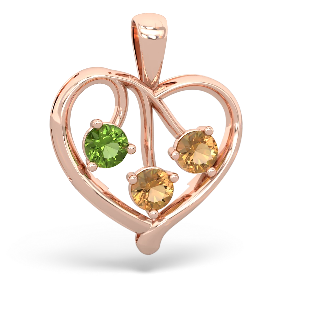 Peridot Glowing Heart 14K Rose Gold pendant P2233