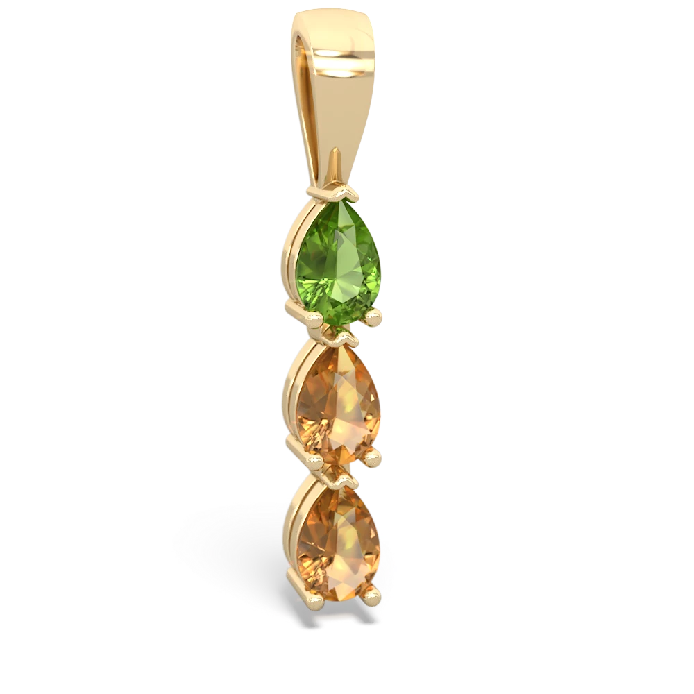 Peridot Dew Drops 14K Yellow Gold pendant P2251