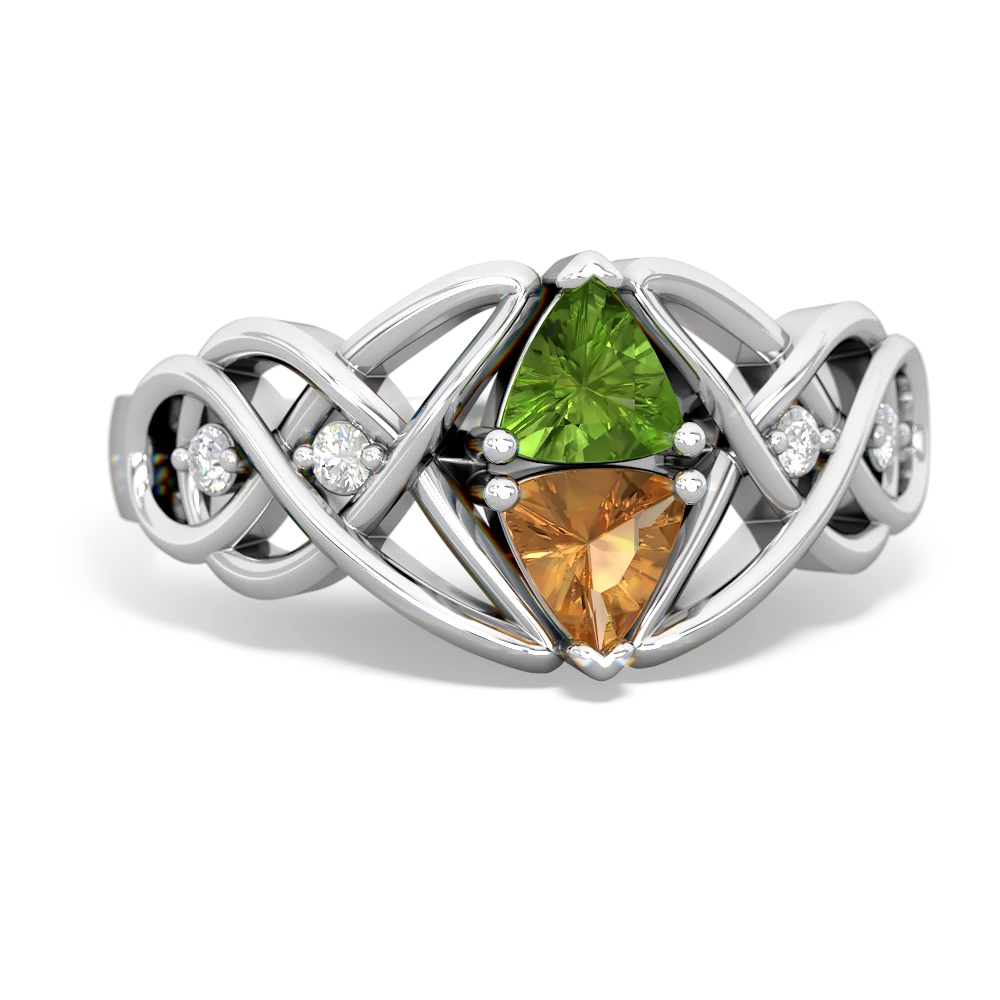 Peridot Keepsake Celtic Knot 14K White Gold ring R5300