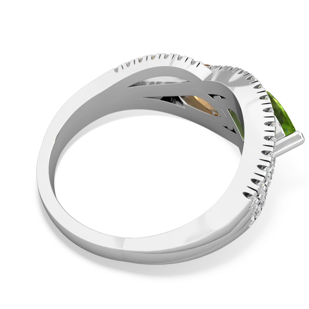 Peridot Diamond Rivers 14K White Gold ring R3070