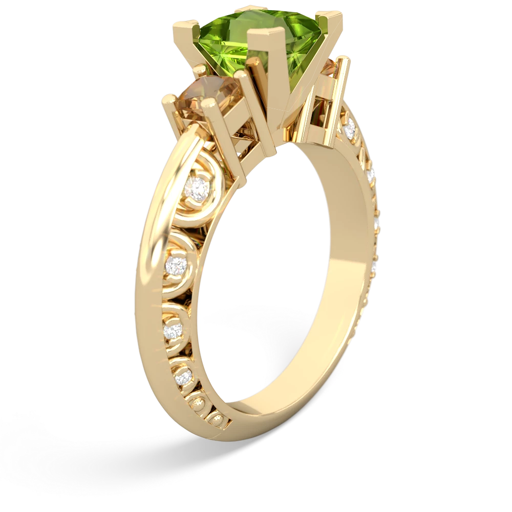 Peridot Eternal Embrace Engagement 14K Yellow Gold ring C2001