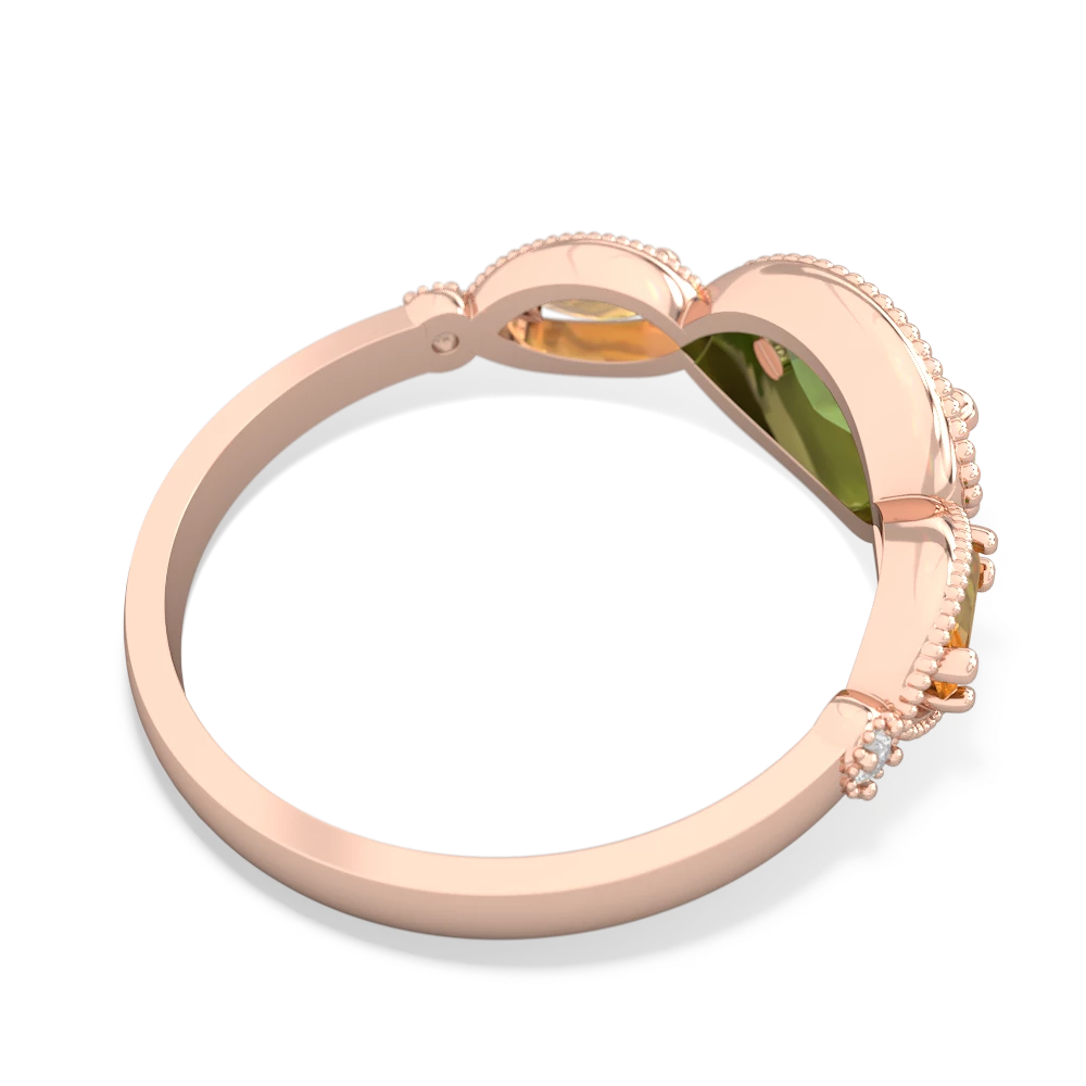 Peridot Milgrain Marquise 14K Rose Gold ring R5700