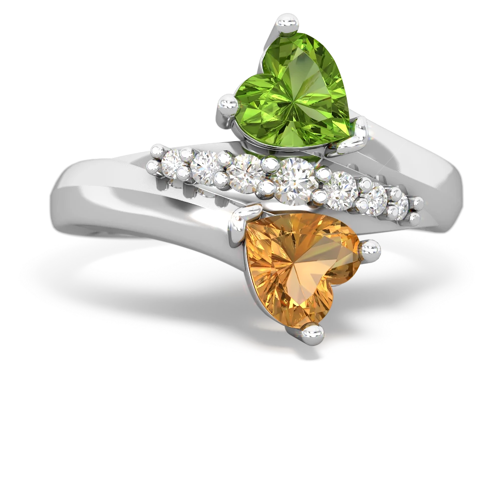 Peridot Heart To Heart 14K White Gold ring R2064