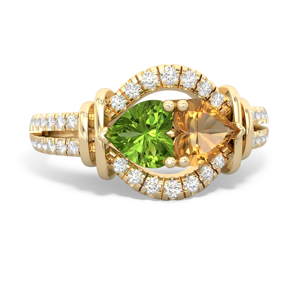 Peridot Art-Deco Keepsake 14K Yellow Gold ring R5630