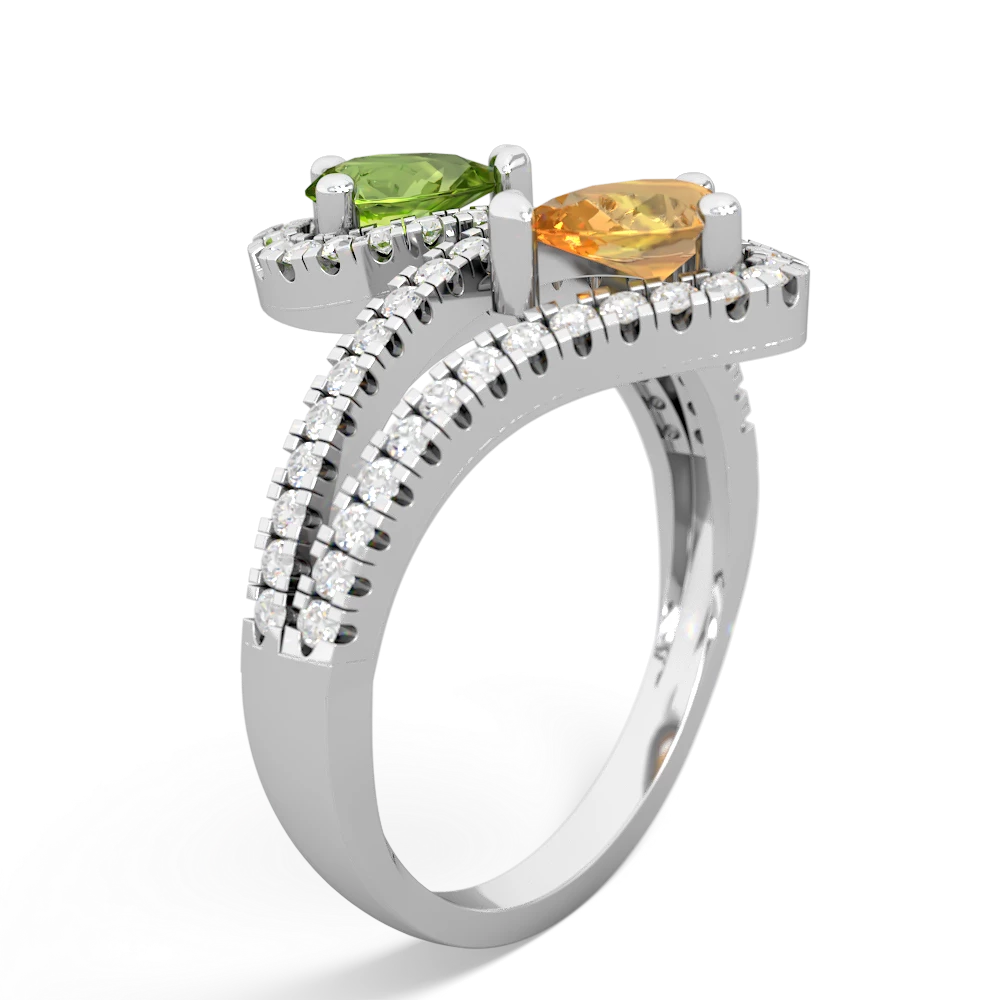 Peridot Diamond Dazzler 14K White Gold ring R3000