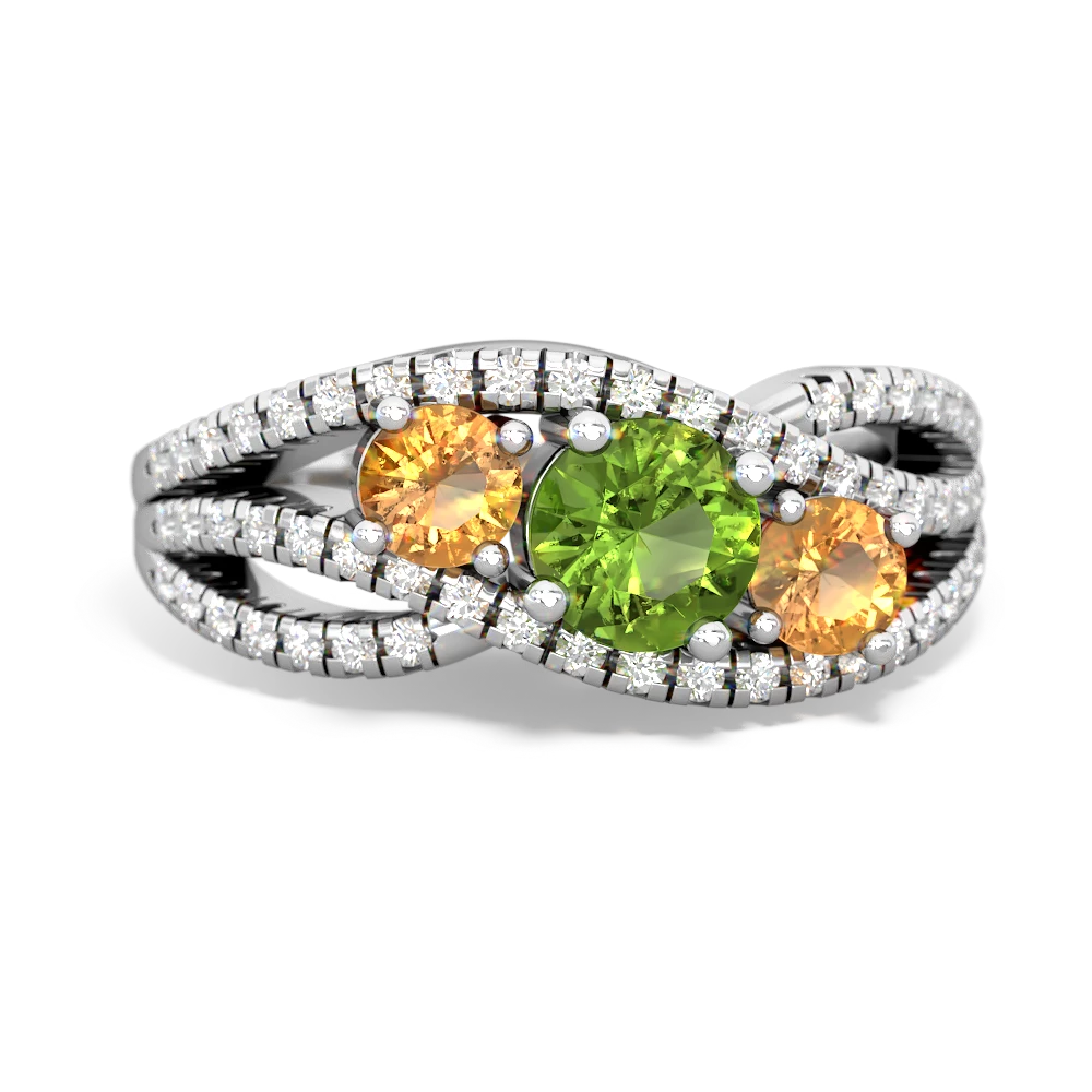 Peridot Three Stone Aurora 14K White Gold ring R3080