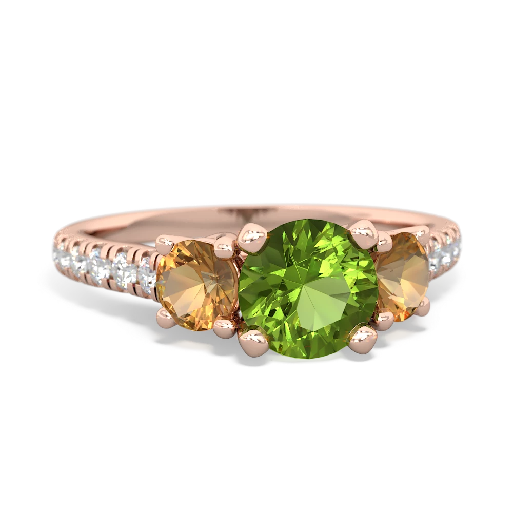 Peridot Pave Trellis 14K Rose Gold ring R5500