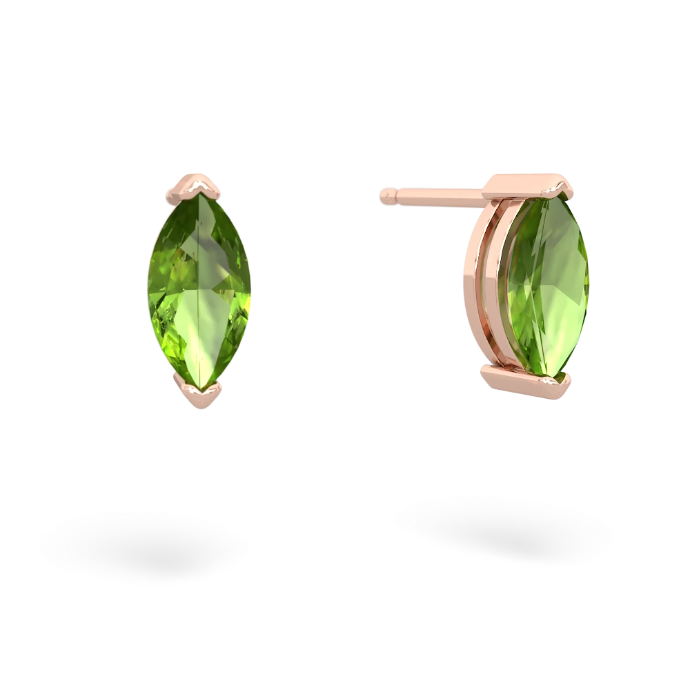 Peridot 8X4mm Marquise Stud 14K Rose Gold earrings E1701