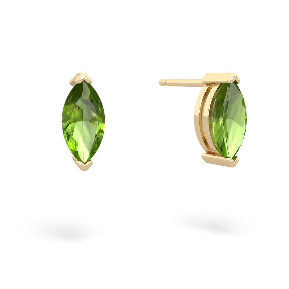 Peridot 8X4mm Marquise Stud 14K Yellow Gold earrings E1701