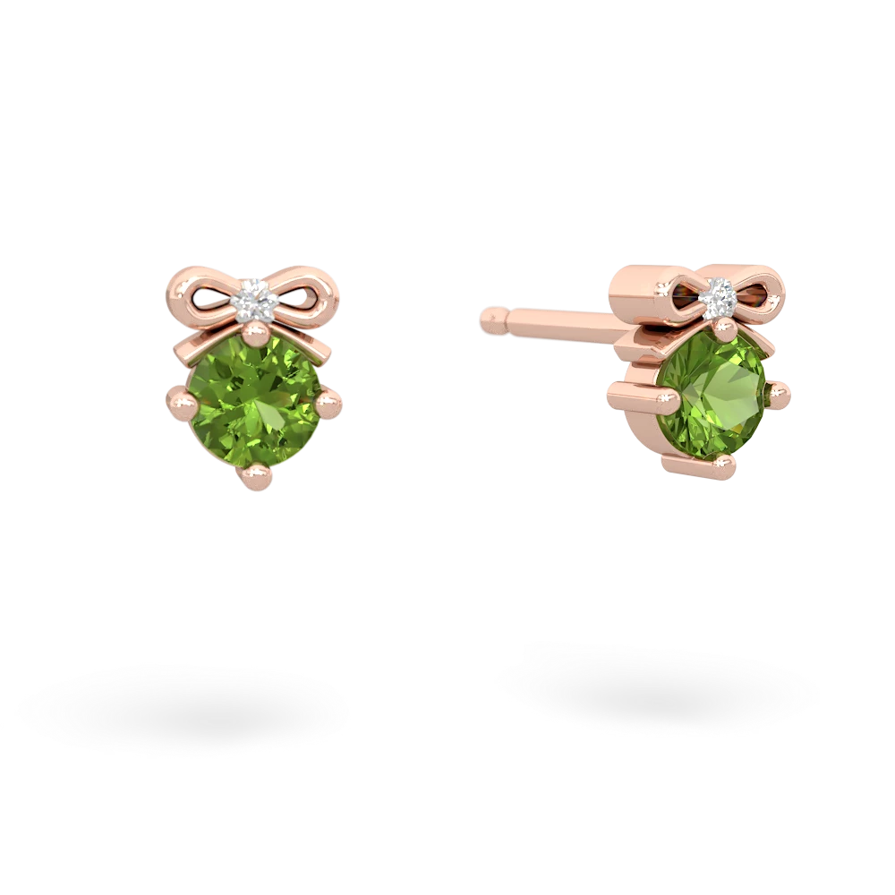 Peridot Diamond Bows 14K Rose Gold earrings E7002