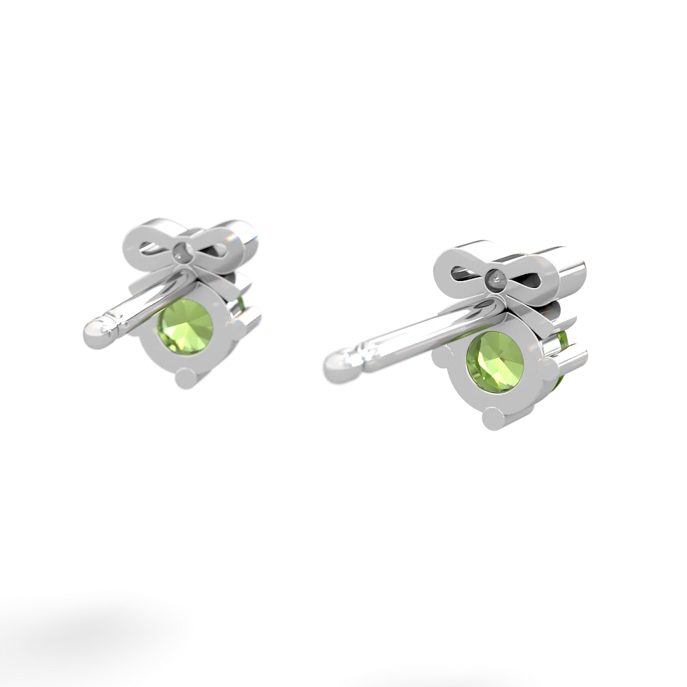 Peridot Diamond Bows 14K White Gold earrings E7002