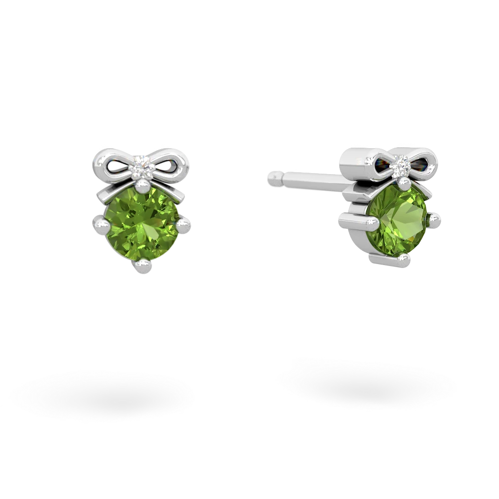 Peridot Diamond Bows 14K White Gold earrings E7002