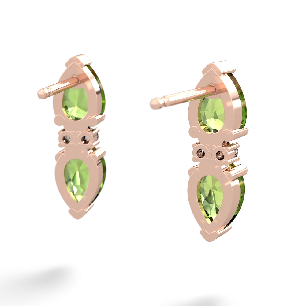 Peridot Bowtie Drop 14K Rose Gold earrings E0865