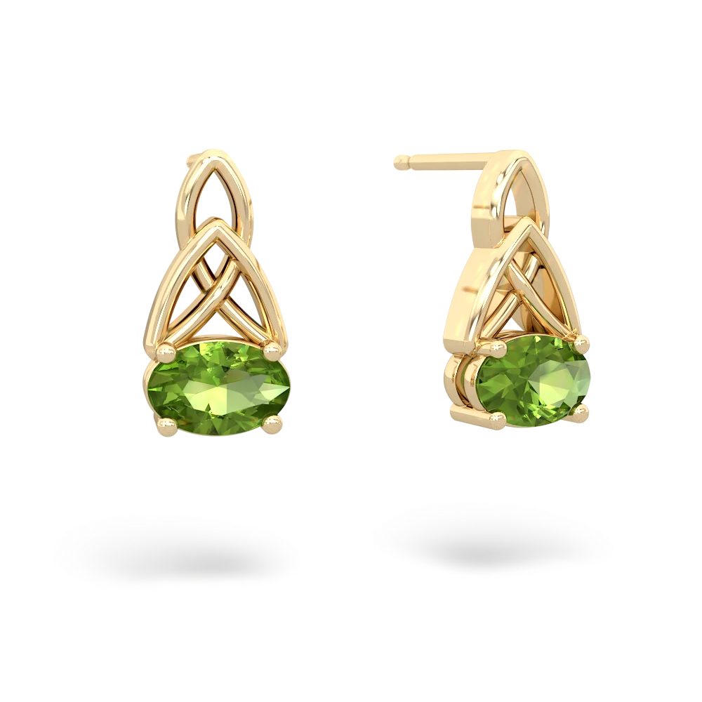 Peridot Celtic Trinity Knot 14K Yellow Gold earrings E2389