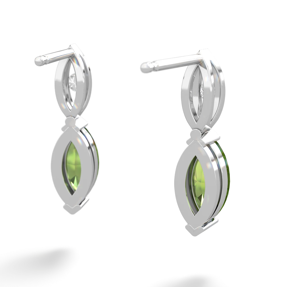 Peridot Marquise Drop 14K White Gold earrings E5333