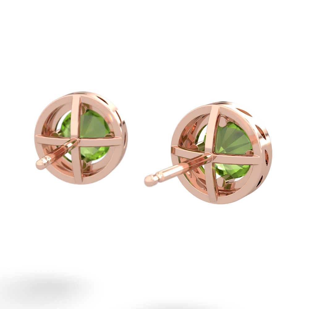 Peridot Halo 14K Rose Gold earrings E5320