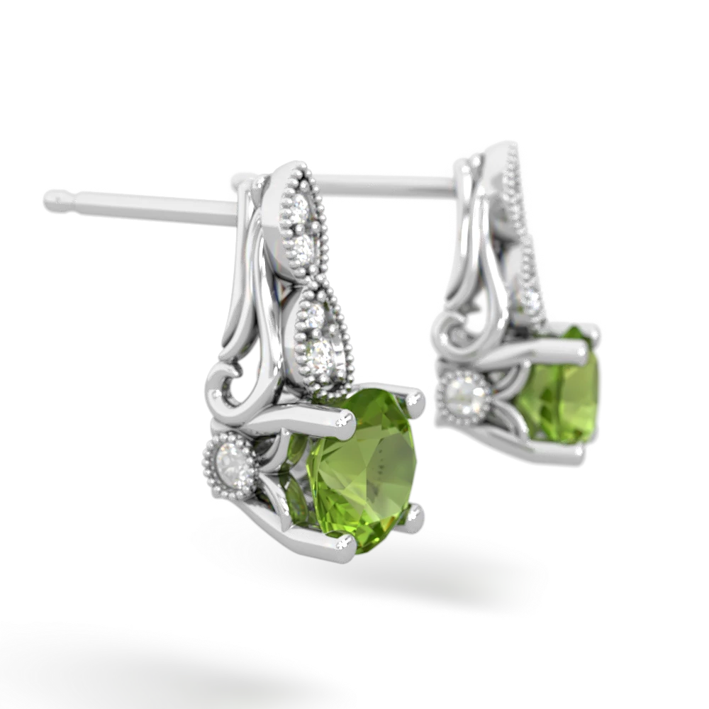 Peridot Antique Elegance 14K White Gold earrings E3100