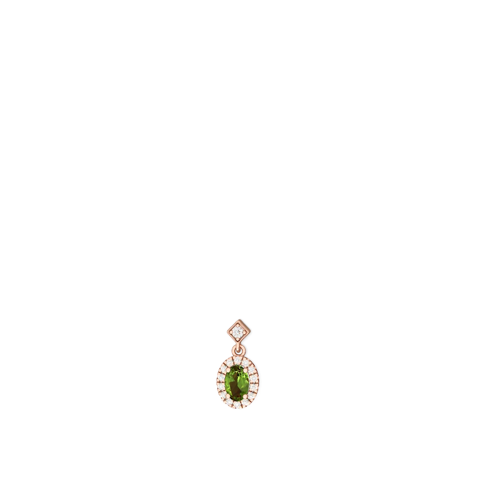 Peridot Antique-Style Halo 14K Rose Gold earrings E5720