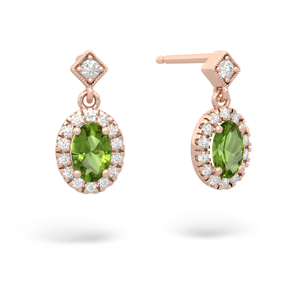 Peridot Antique-Style Halo 14K Rose Gold earrings E5720