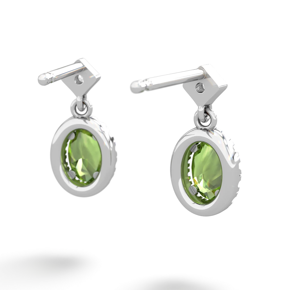 Peridot Antique-Style Halo 14K White Gold earrings E5720