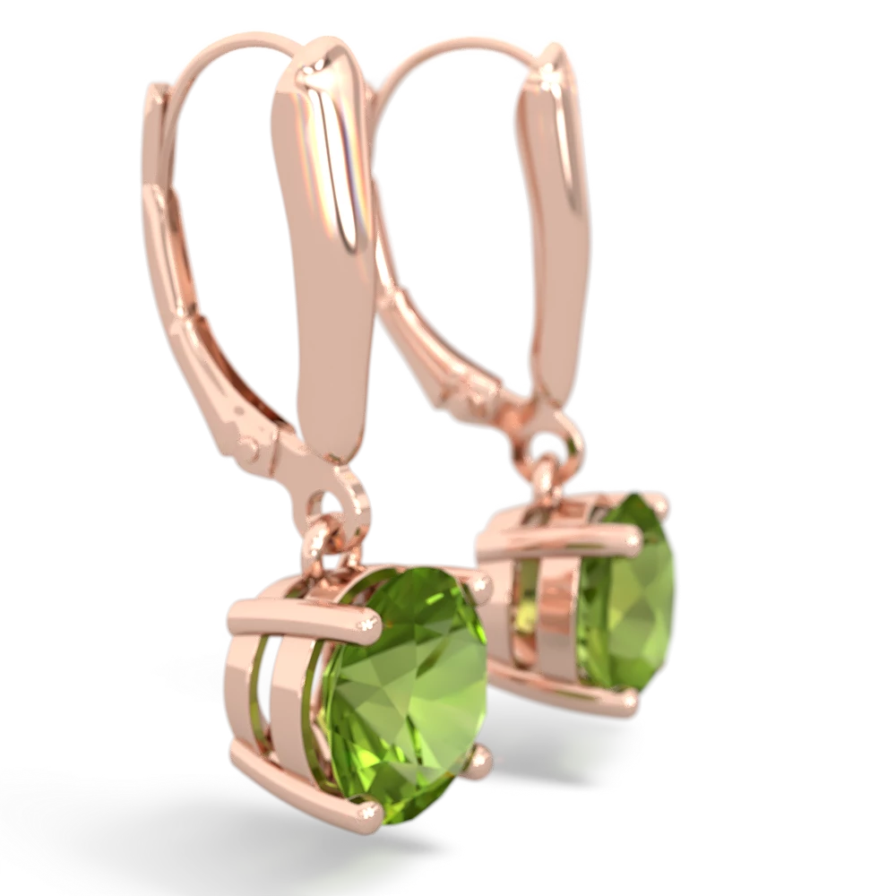 Peridot 8Mm Round Lever Back 14K Rose Gold earrings E2788