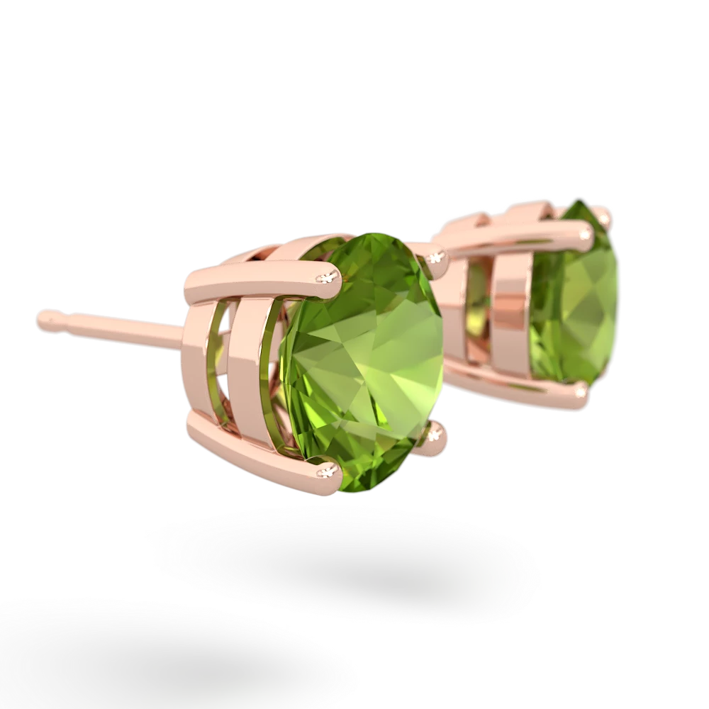 Peridot 8Mm Round Stud 14K Rose Gold earrings E1788