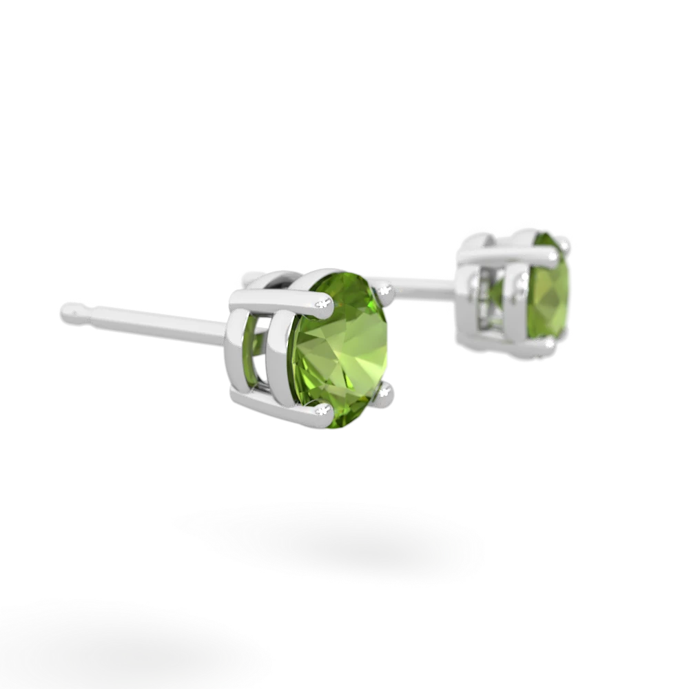 Peridot 5Mm Round Stud 14K White Gold earrings E1785