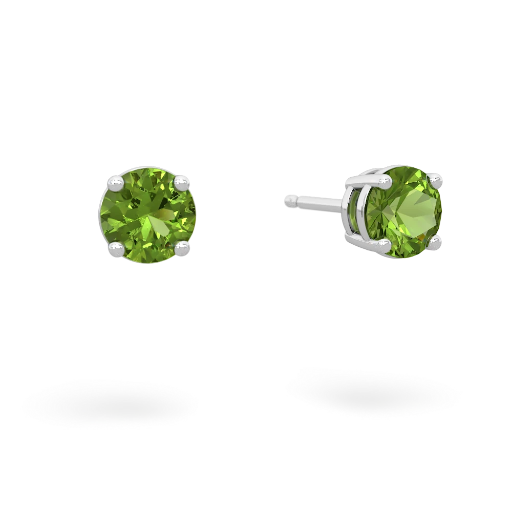 Peridot 5Mm Round Stud 14K White Gold earrings E1785