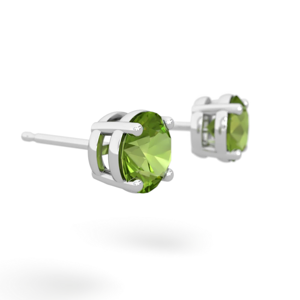 Peridot 6Mm Round Stud 14K White Gold earrings E1786