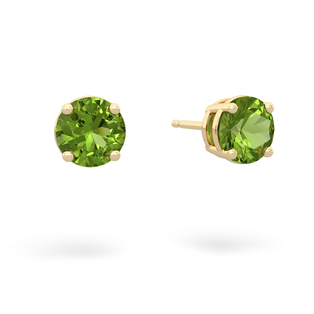 Peridot 6Mm Round Stud 14K Yellow Gold earrings E1786