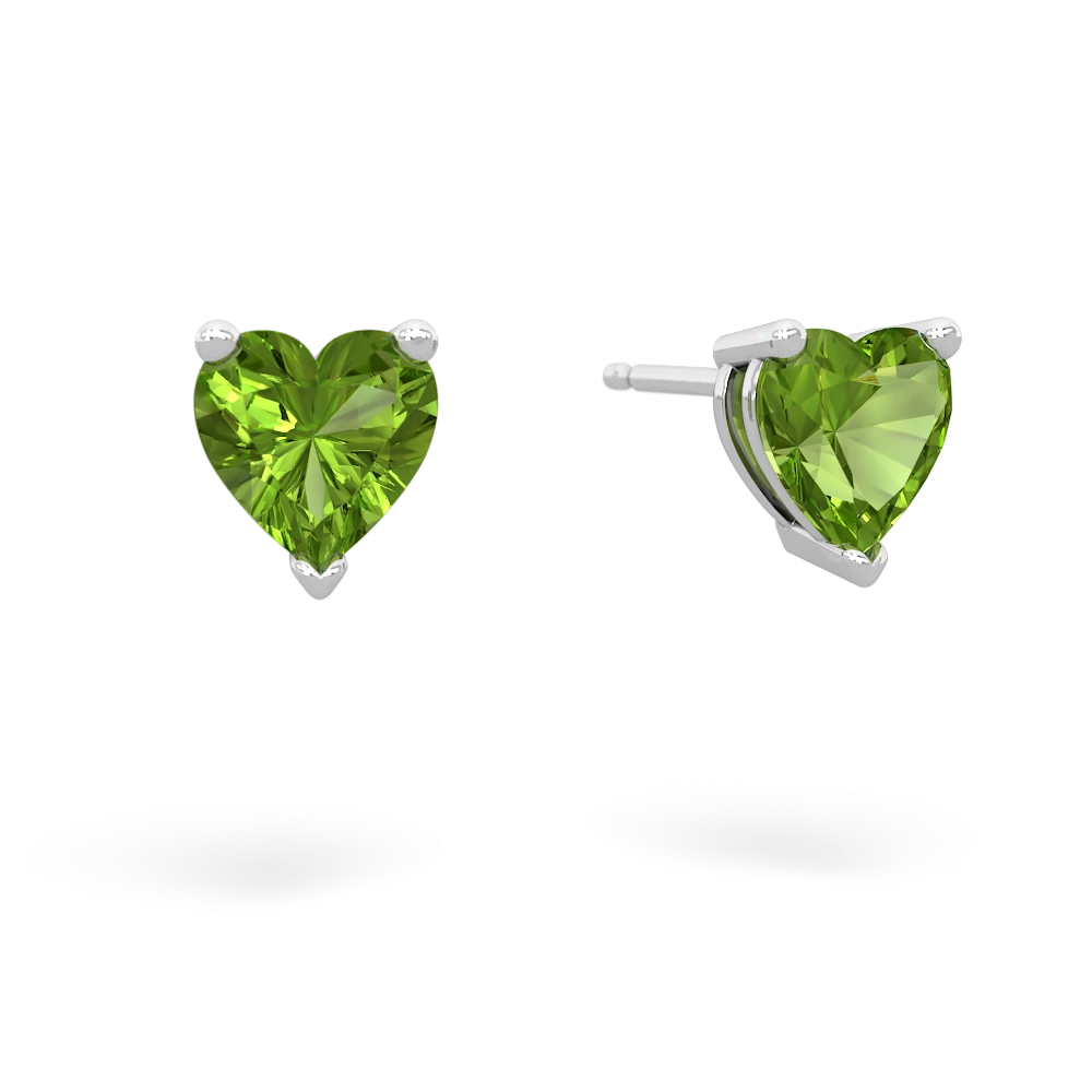 Peridot 6Mm Heart Stud 14K White Gold earrings E1862