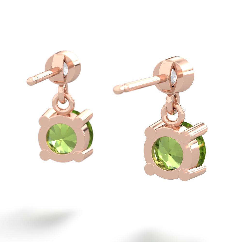 Peridot Diamond Drop 6Mm Round 14K Rose Gold earrings E1986