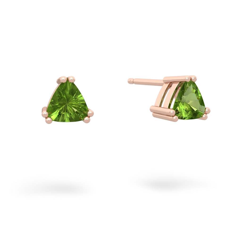 Peridot 5Mm Trillion Stud 14K Rose Gold earrings E1858